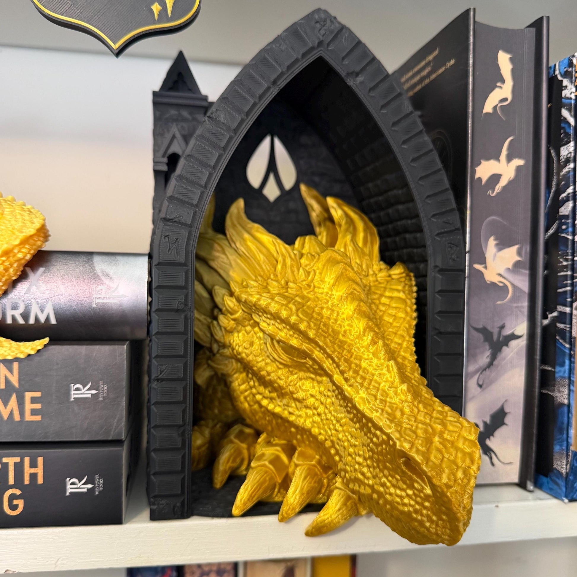 Dragon Book Nook | Fantasy Bookshelf Decor | Romantasy Library Insert