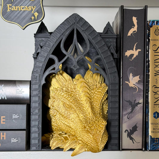 Dragon Book Nook | Fantasy Bookshelf Decor | Romantasy Library Insert
