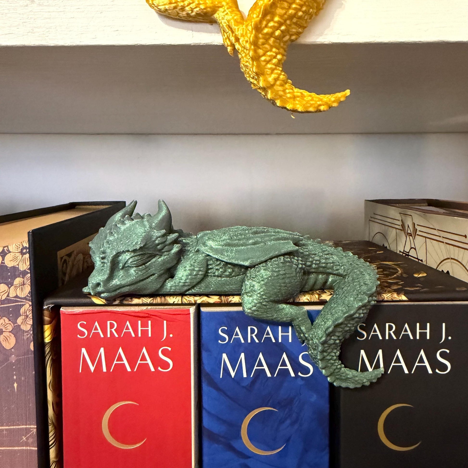 Sleeping Baby Dragon Perchling | Fantasy Bookshelf Decor