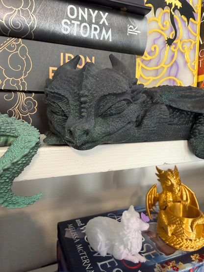 Sleeping Baby Dragon Perchling | Fantasy Bookshelf Decor
