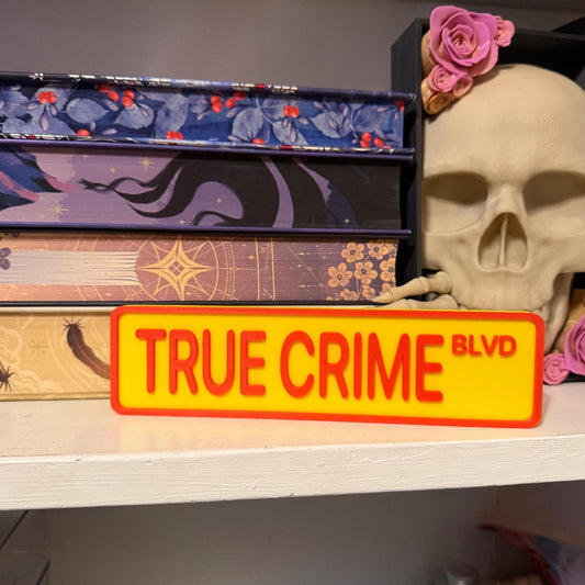 True Crime St Street Sign Shelf Sitter | Romance Bookshelf Decor | Bookish Desk Nameplate