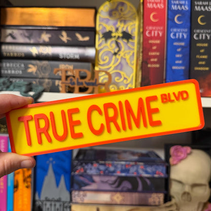 True Crime St Street Sign Shelf Sitter | Romance Bookshelf Decor | Bookish Desk Nameplate