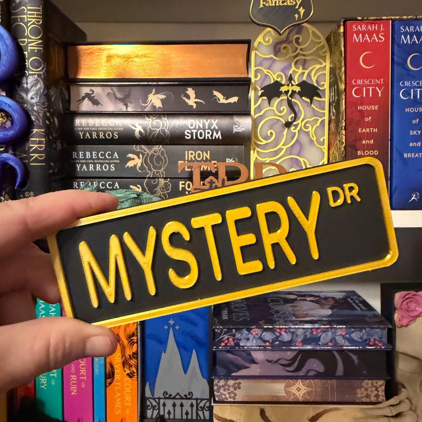 Mystery Ln Street Sign Shelf Sitter | Bookish Library Accessory | Mystery Reader Gift