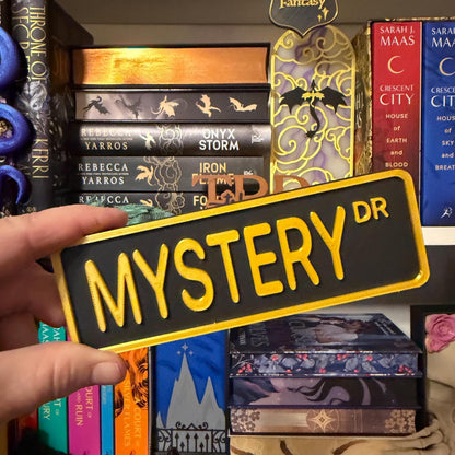 Mystery Ln Street Sign Shelf Sitter | Bookish Library Accessory | Mystery Reader Gift