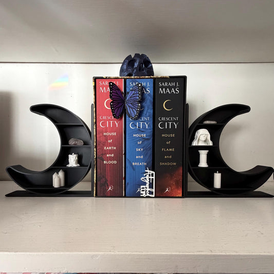 Crescent Moon Bookends and Display Shelf