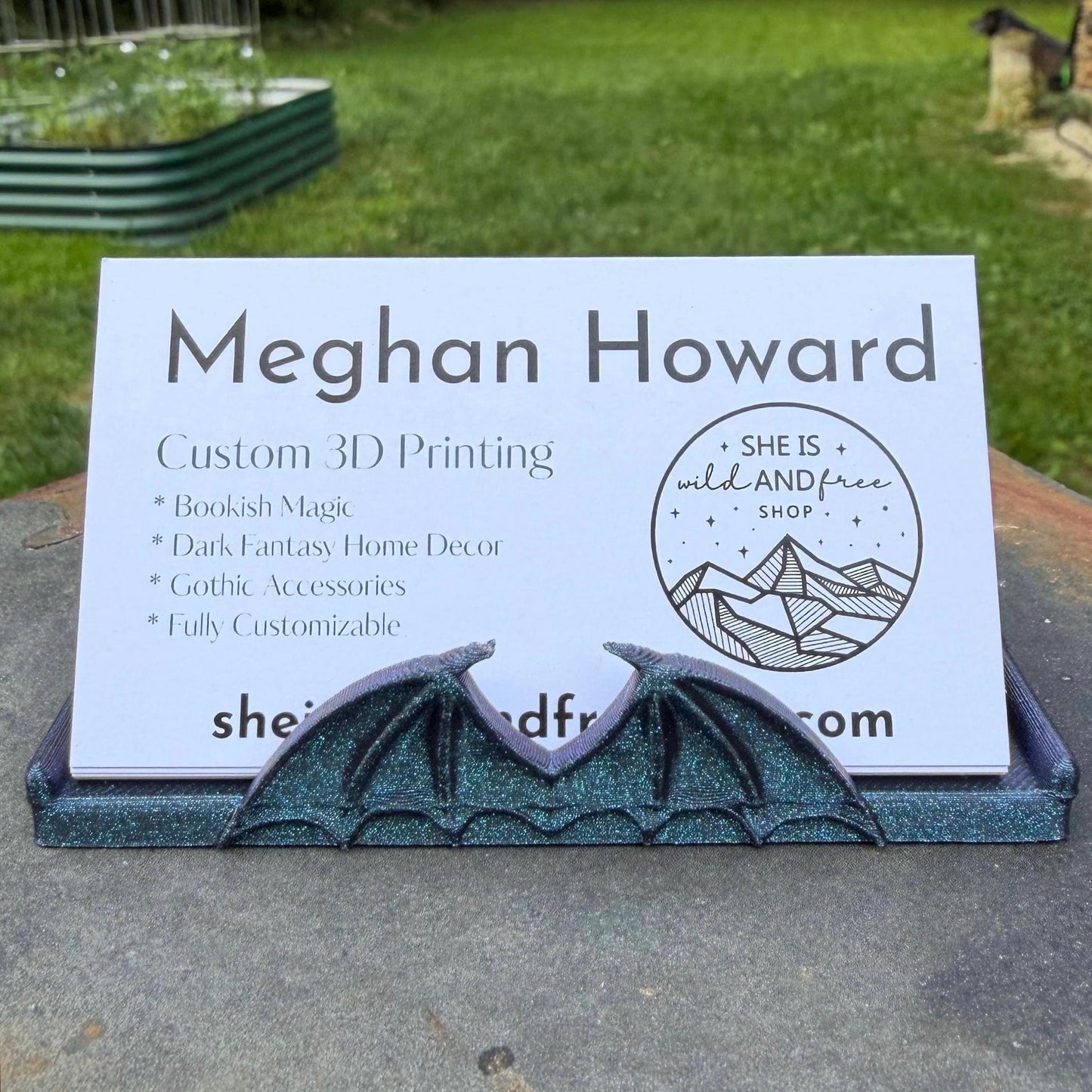 Dragon Wing Business Card Holder | Bat Wing Desk Decor | Vendor Market | Custom Card Stand