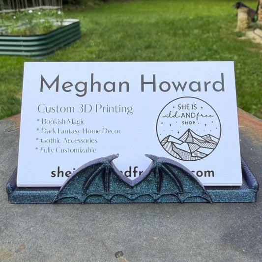 Dragon Bat Wing Business Card Holder | Gothic Desk Decor | Vendor Market | Customizable Stand