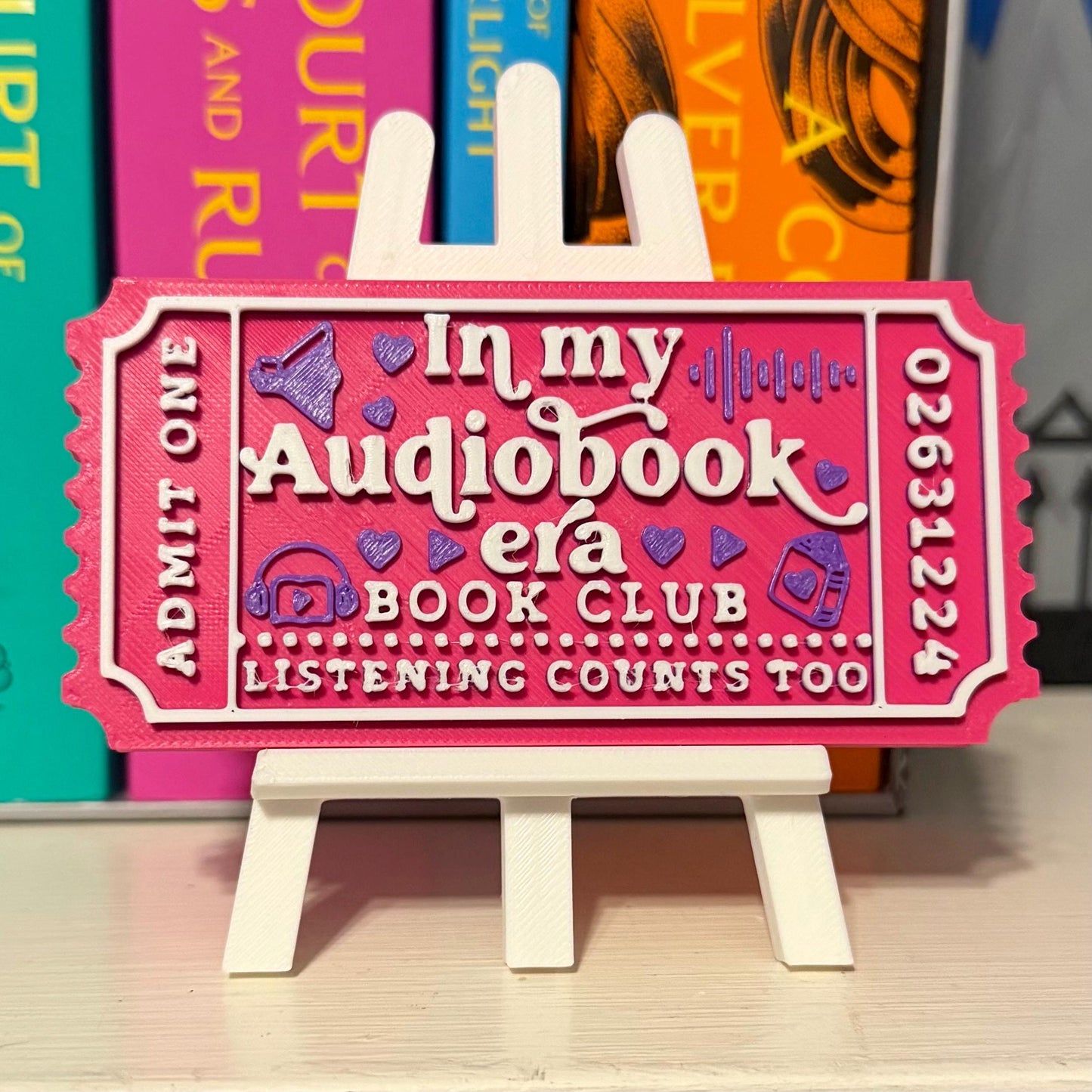 In My Audiobook Era Book Club Ticket Bookshelf Sitter