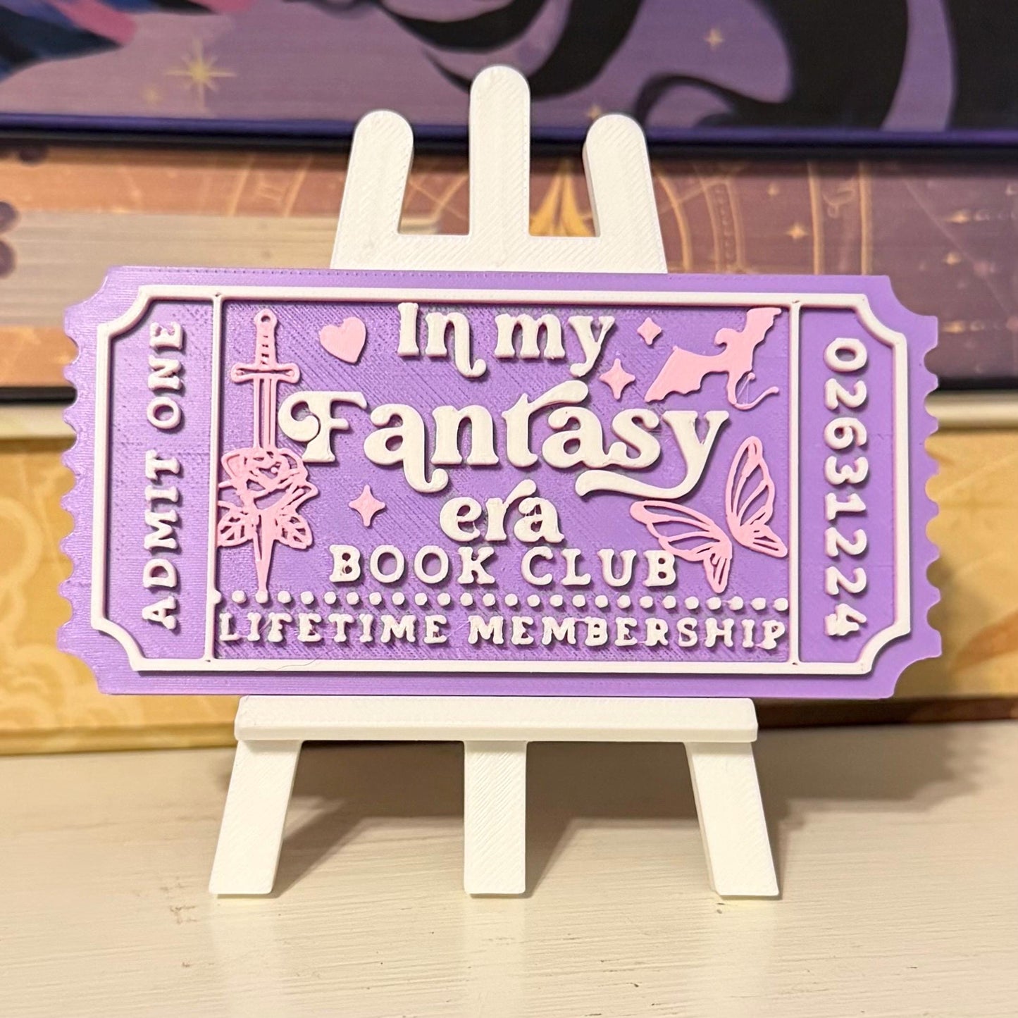 In My Fantasy Era Book Club Ticket Bookshelf Sitter