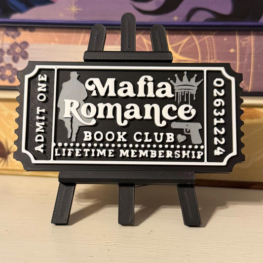 Mafia Romance Book Club Ticket | Dark Romance Bookshelf Decor | Bookish Shelf Sitter