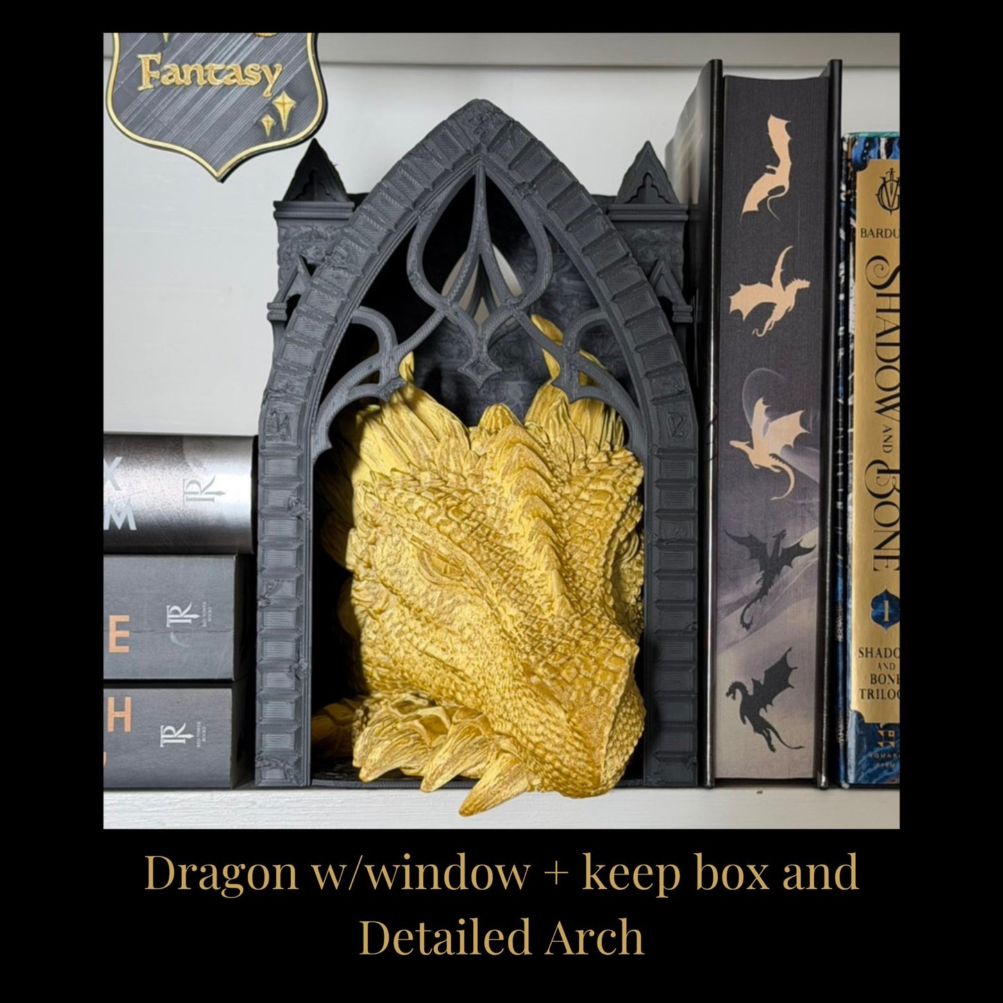 Dragon Book Nook | Fantasy Bookshelf Decor | Romantasy Library Insert