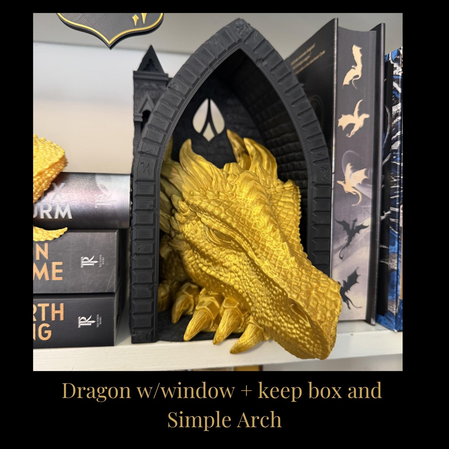 Dragon Book Nook | Fantasy Bookshelf Decor | Romantasy Library Insert
