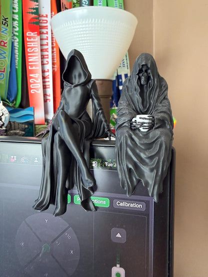 Gothic Female Grim Shelf Sitter | Dark Fantasy Bookshelf Decor