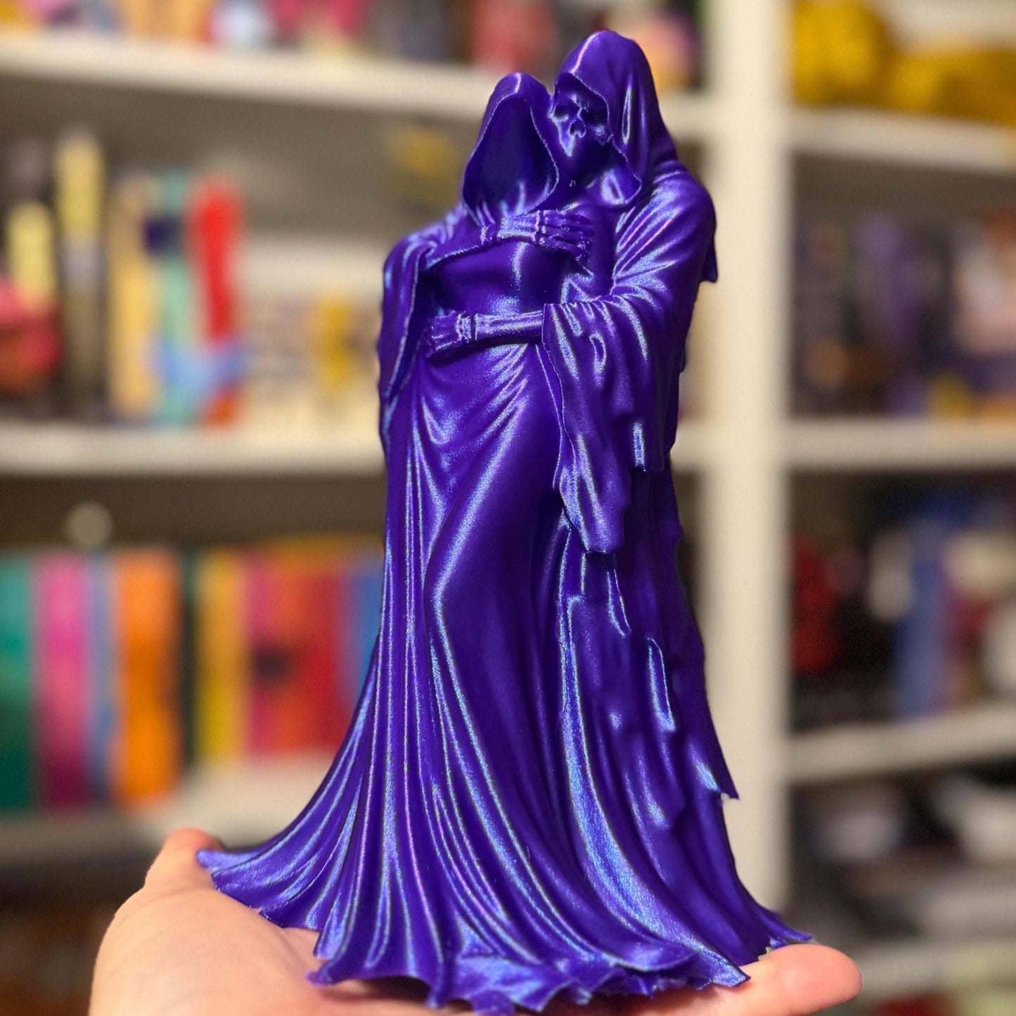 8-inch grim couple embrace, Till Death Do Us Part, in Witches Blue