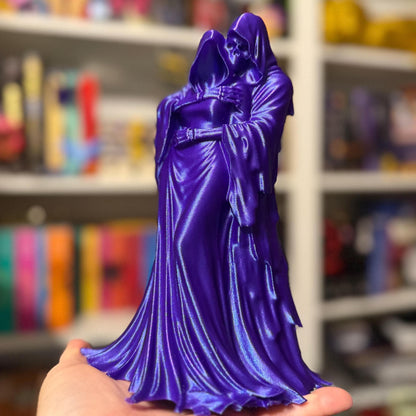 8-inch grim couple embrace, Till Death Do Us Part, in Witches Blue