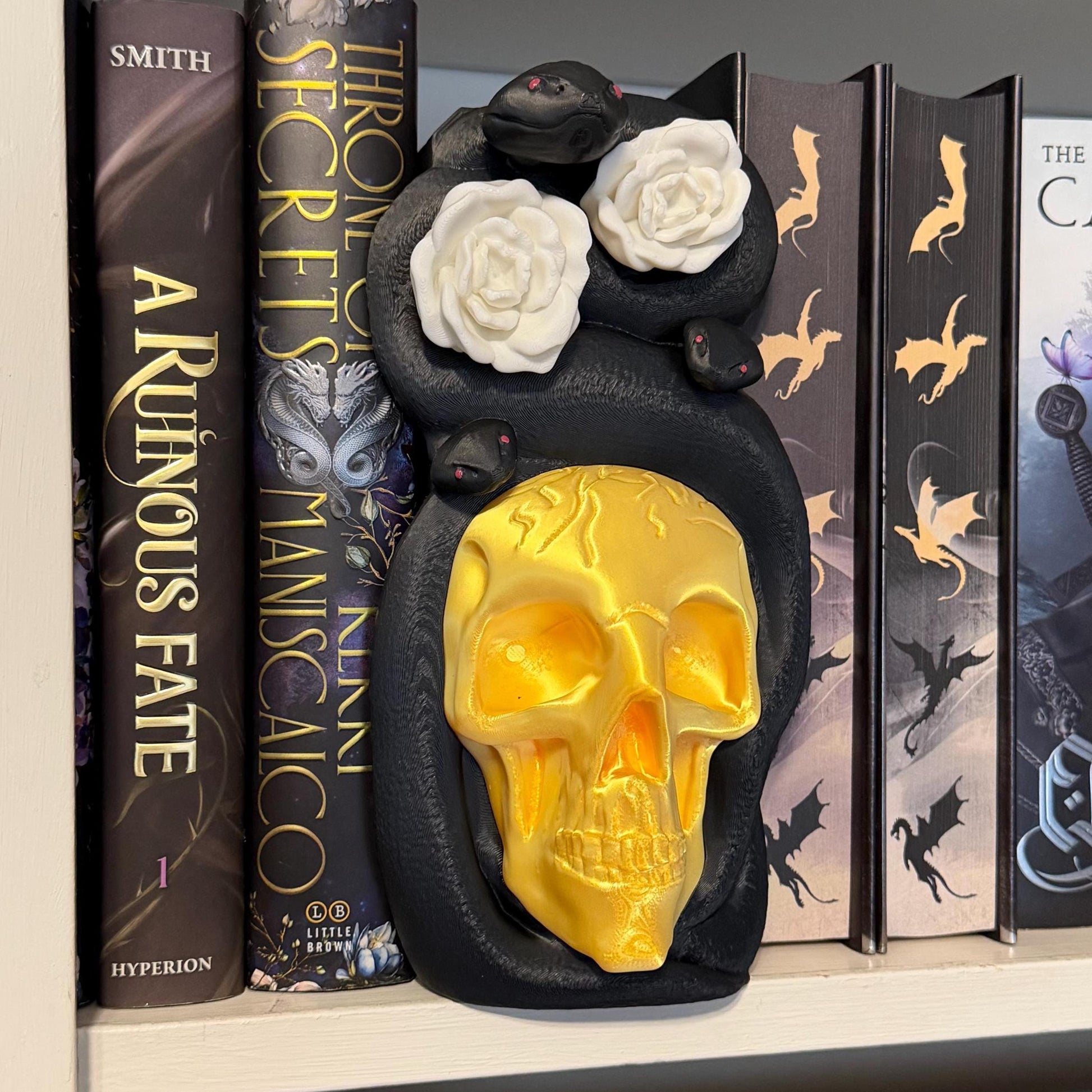 Snake and Floral Gothic Book Nook | Dark Academia Bookshelf Decor | Skull and Serpent | Romantasy