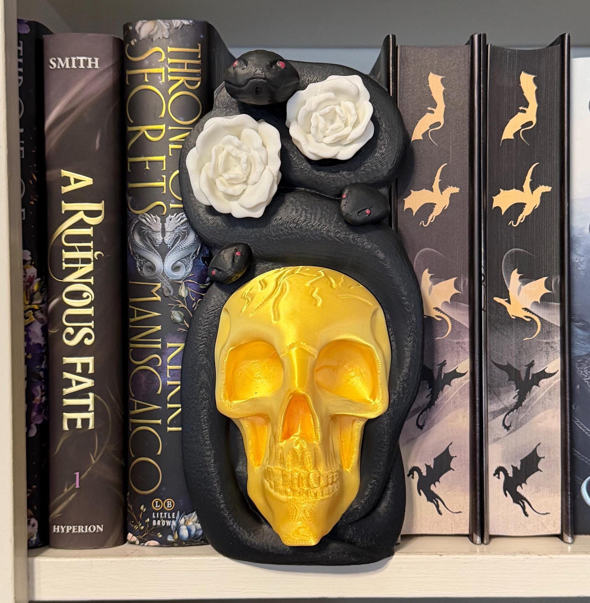 Snake and Floral Gothic Book Nook | Dark Academia Bookshelf Decor | Skull and Serpent | Romantasy