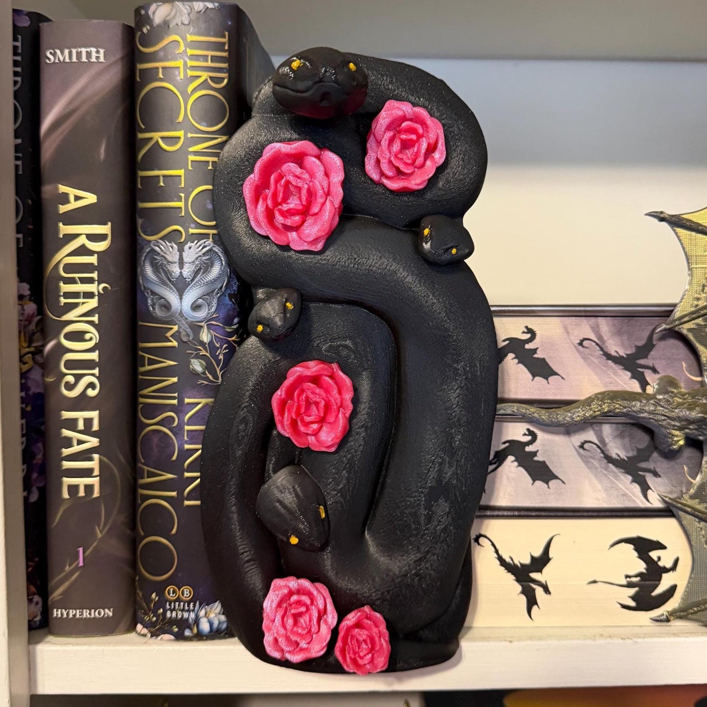 Snake and Floral Gothic Book Nook | Dark Academia Bookshelf Decor | Skull and Serpent | Romantasy