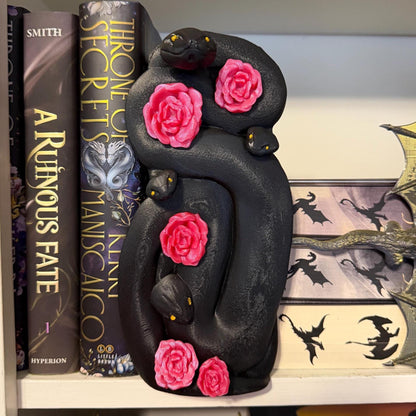 Snake and Floral Gothic Book Nook | Dark Academia Bookshelf Decor | Skull and Serpent | Romantasy