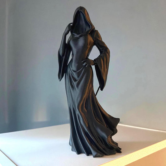 Female Grim Reaper Standing Statue | Gothic Reapress Bookshelf Decor | Dark Fantasy Figure | Romantasy Art