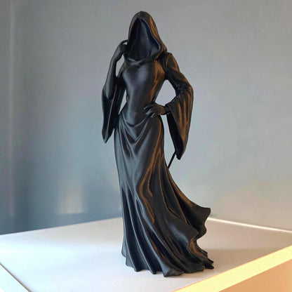 Female Grim Reaper Standing Statue | Gothic Reapress Bookshelf Decor | Dark Fantasy Figure | Romantasy Art