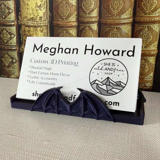 Dragon Wing Business Card Holder | Bat Wing Desk Decor | Vendor Market | Custom Card Stand