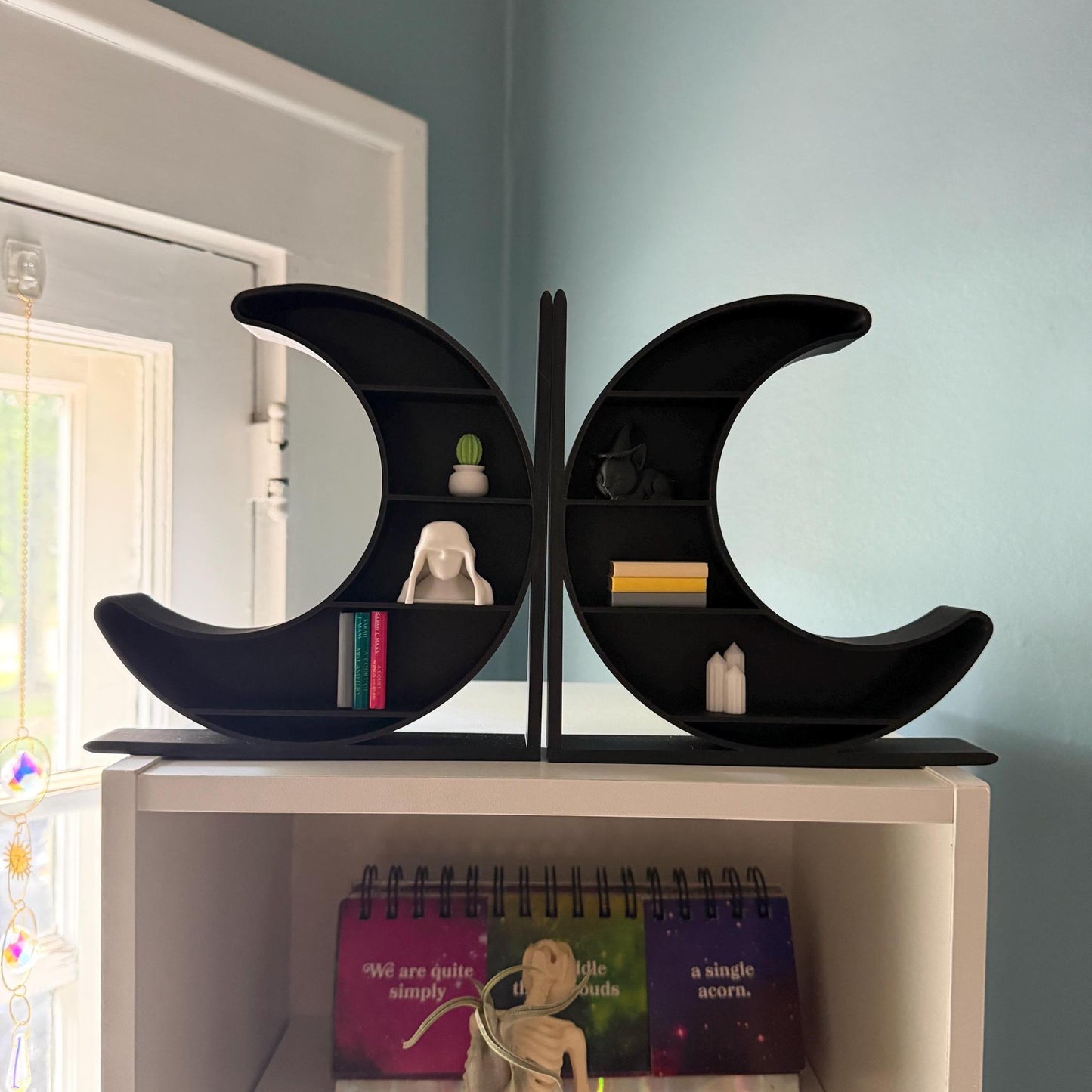 Crescent Moon Bookends and Display Shelf