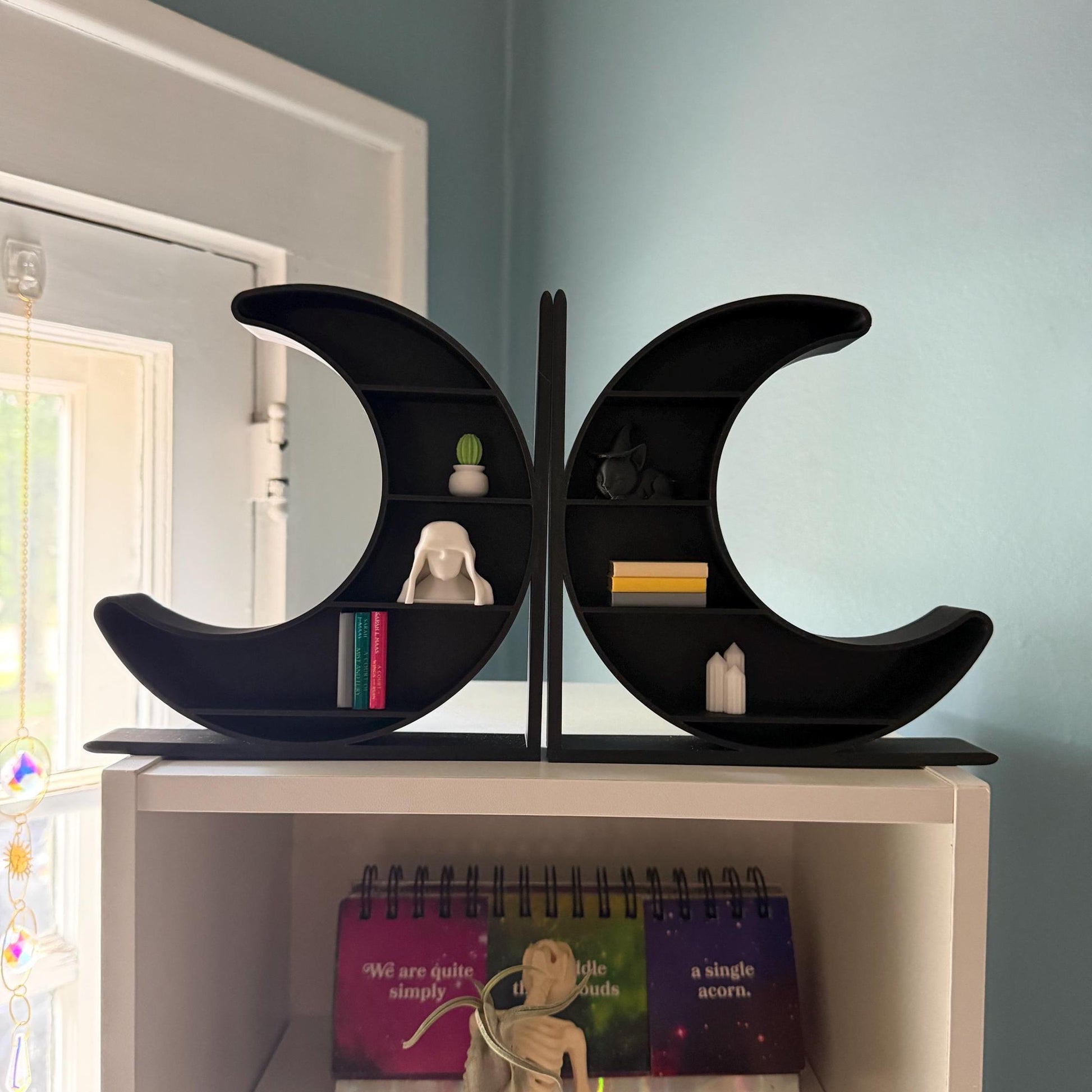 Crescent Moon Bookends and Display Shelf