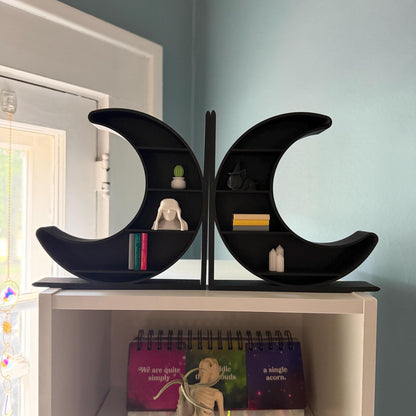 Crescent Moon Bookends and Display Shelf