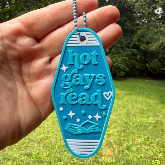 Hot Gays Read Motel Style Keychain | Bookish Accessory | Retro Library Decor | Reader Gift