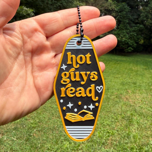Hot Guys Read Motel Style Keychain | Bookish Accessory | Retro Reader Gift