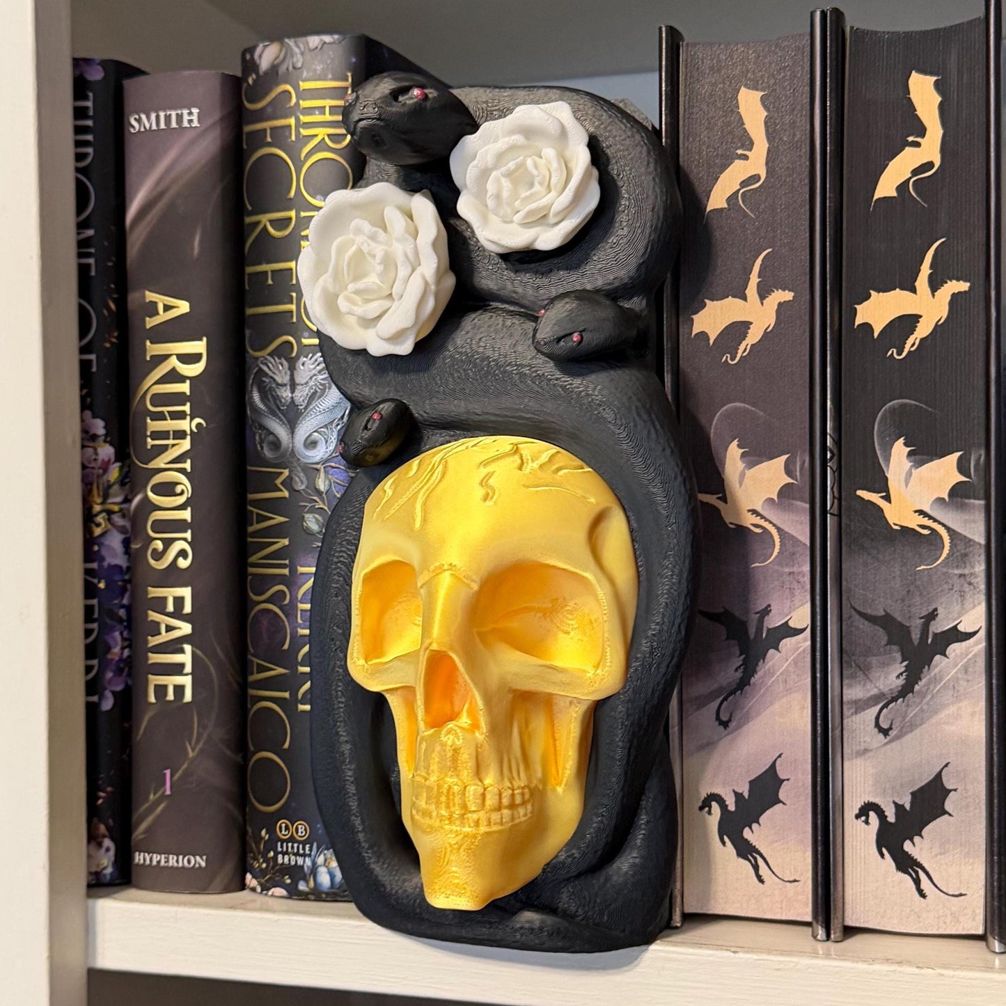 Snake and Floral Gothic Book Nook | Dark Academia Bookshelf Decor | Skull and Serpent | Romantasy