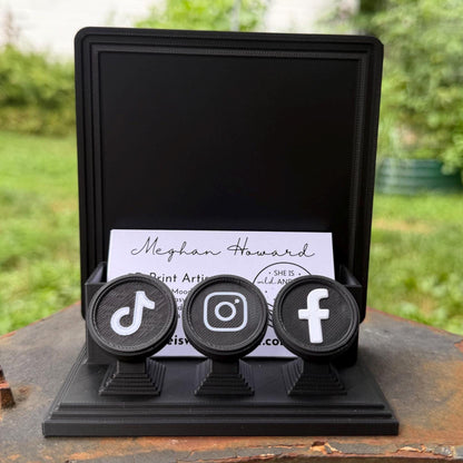 Gothic Business Card Holder with NFC Tags | Customizable Vendor Display Stand