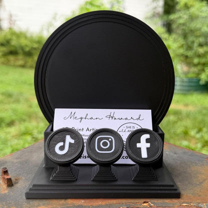 Gothic Business Card Holder with NFC Tags | Customizable Vendor Display Stand