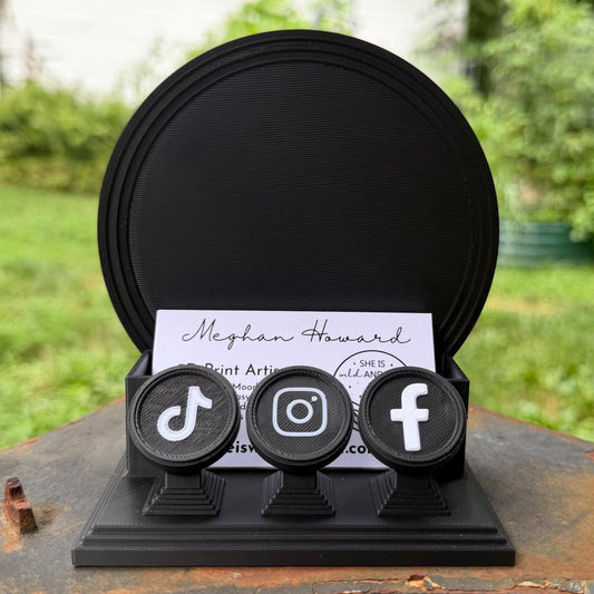 Gothic Business Card Holder with NFC Tags | Customizable Vendor Display Stand