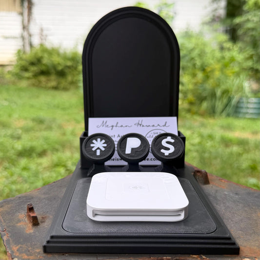 Gothic All-In-One Vendor Stand | Business Card Holder, NFC Tags & Payment Reader | Customizable Display Stand