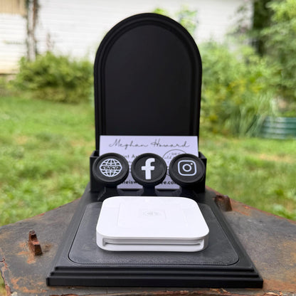 Gothic All-In-One Vendor Stand | Business Card Holder, NFC Tags & Payment Reader | Customizable Display Stand