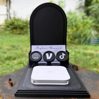 Gothic All-In-One Vendor Stand | Business Card Holder, NFC Tags & Payment Reader | Customizable Display Stand