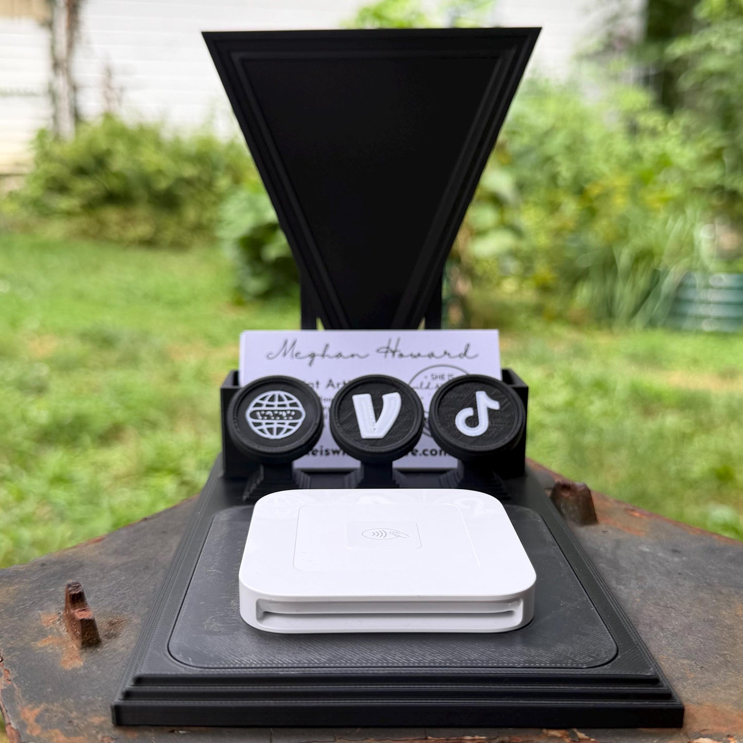 Gothic All-In-One Vendor Stand | Business Card Holder, NFC Tags & Payment Reader | Customizable Display Stand