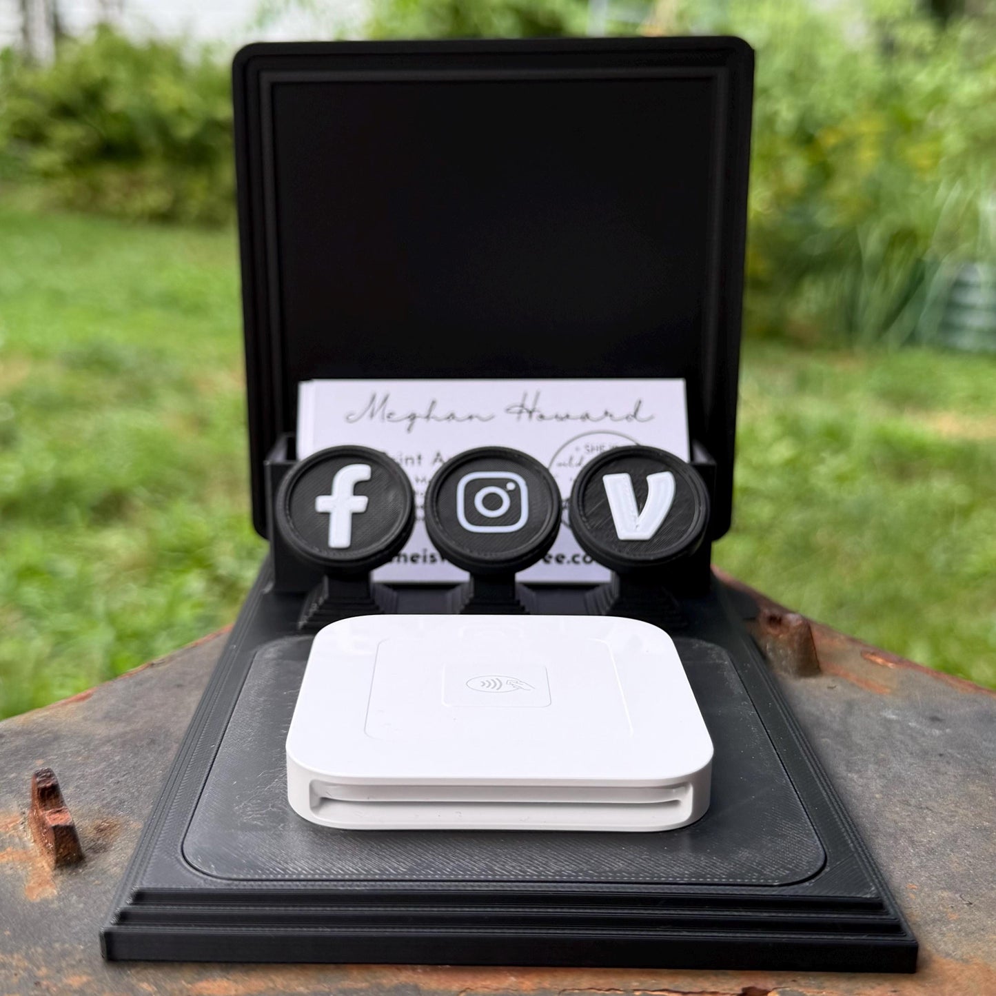 Gothic All-In-One Vendor Stand | Business Card Holder, NFC Tags & Payment Reader | Customizable Display Stand