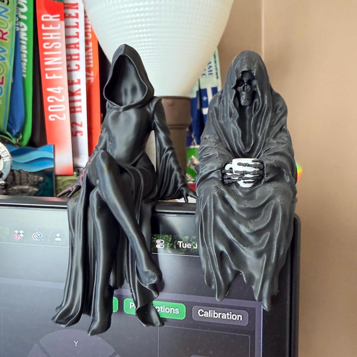 Gothic Female Grim Shelf Sitter | Dark Fantasy Bookshelf Decor