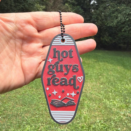 Hot Guys Read Motel Style Keychain | Bookish Accessory | Retro Reader Gift