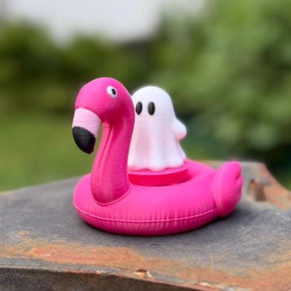 Ghost Clicker Flamingo Floatie | Fidget Toy | Girly Office Desk Accessory | Spooky Cute Halloween Gift