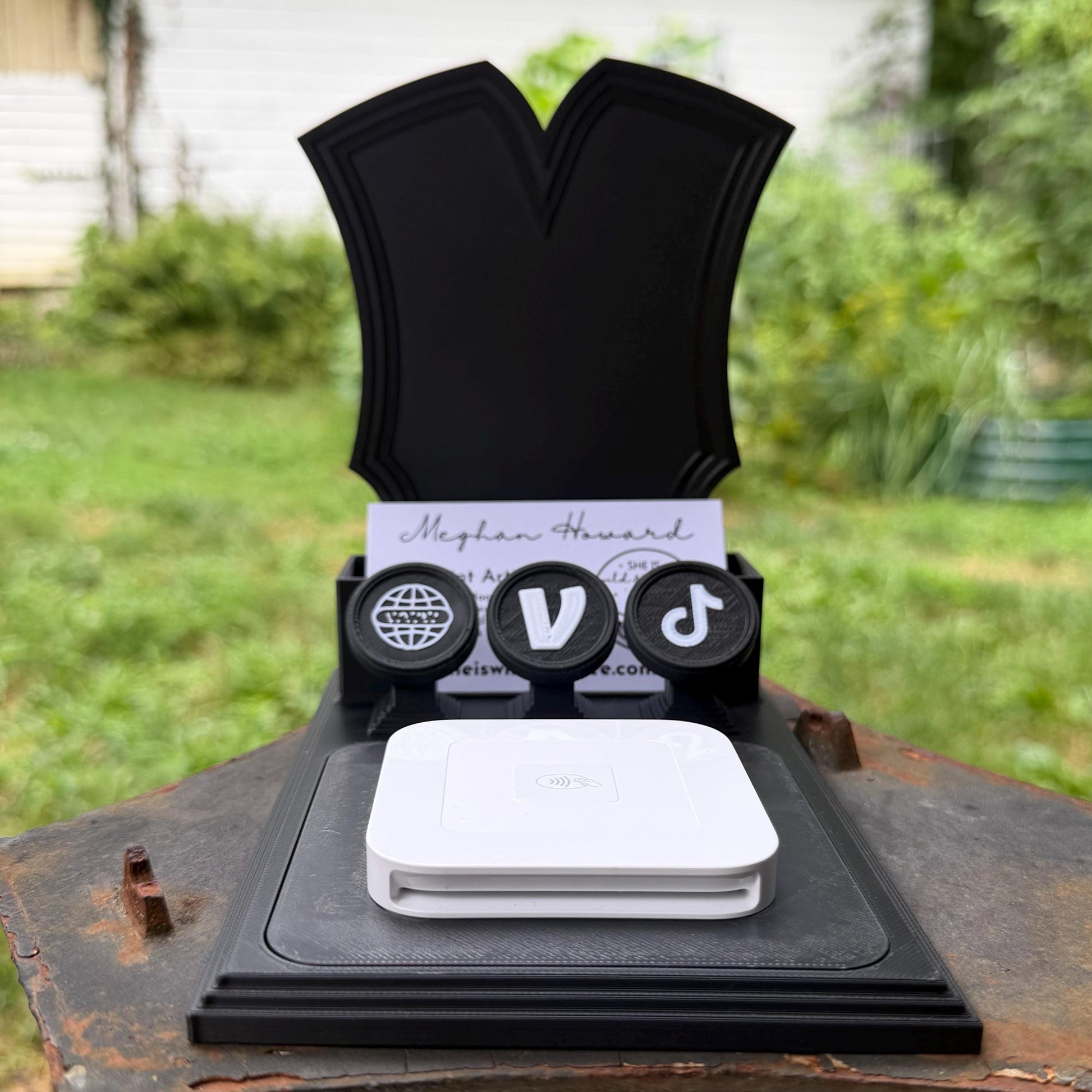 Gothic All-In-One Vendor Stand | Business Card Holder, NFC Tags & Payment Reader | Customizable Display Stand