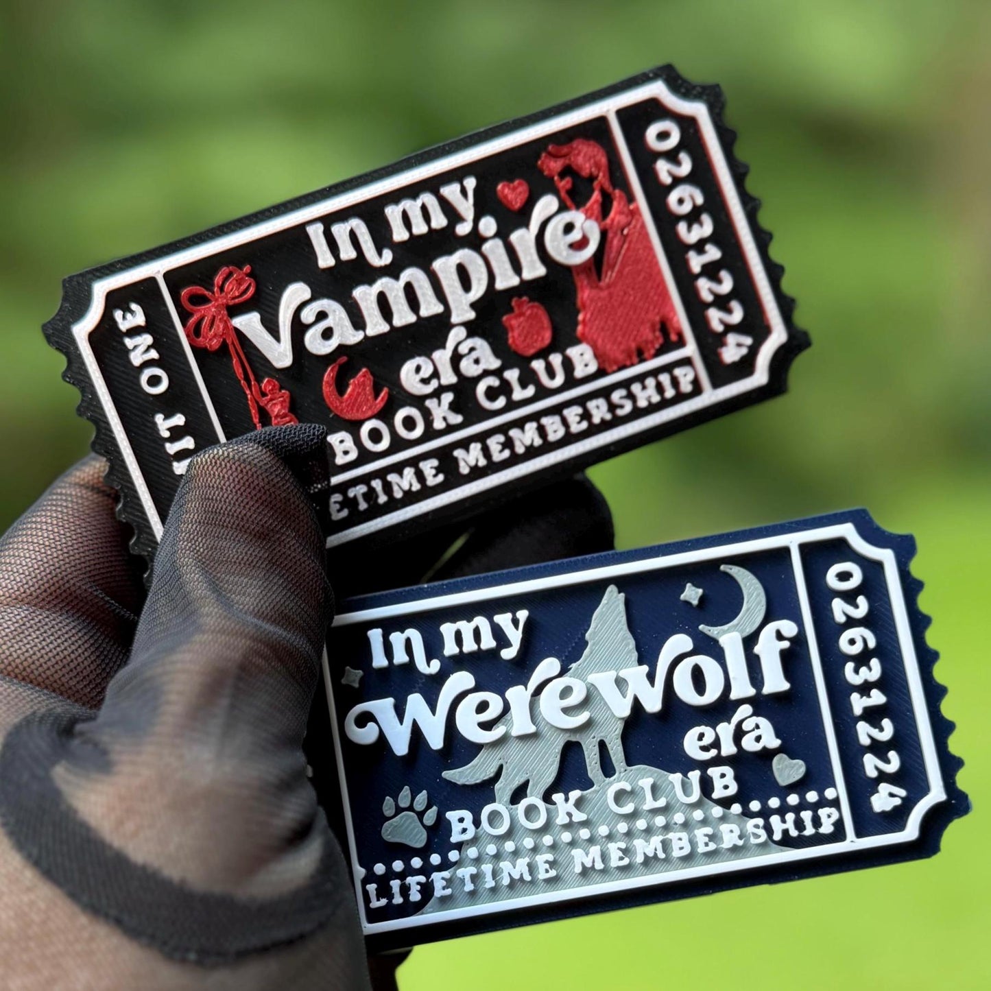 Vampire and Werewolf Book Club Ticket | Twilight Inspired Shelf Sitter | Fangs Bites, Vampire Era, Werewolf Era | Romantasy