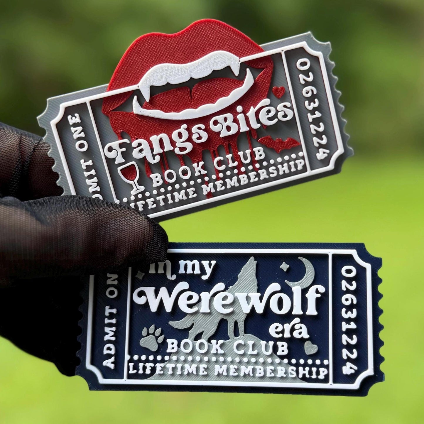 Vampire and Werewolf Book Club Ticket | Twilight Inspired Shelf Sitter | Fangs Bites, Vampire Era, Werewolf Era | Romantasy
