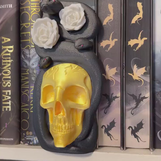 Snake and Floral Gothic Book Nook | Dark Academia Bookshelf Decor | Skull and Serpent | Romantasy
