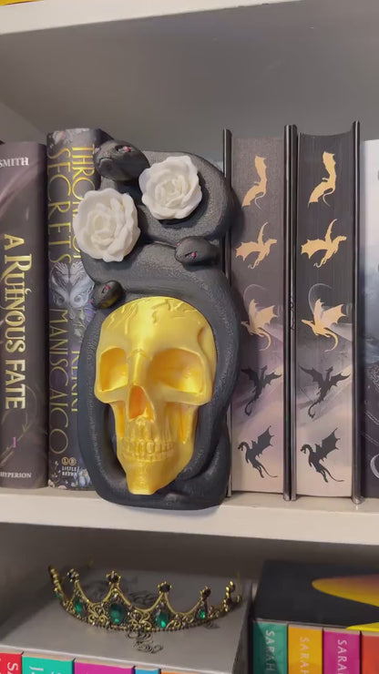 Snake and Floral Gothic Book Nook | Dark Academia Bookshelf Decor | Skull and Serpent | Romantasy