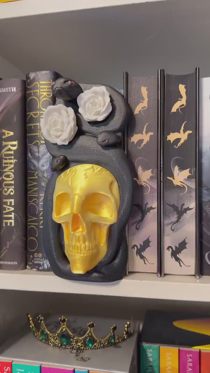Snake and Floral Gothic Book Nook | Dark Academia Bookshelf Decor | Skull and Serpent | Romantasy