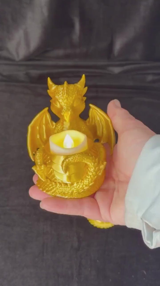 Baby Dragon Tealight (Large) and Ring Holder (Small) | Fantasy Bookshelf Decor